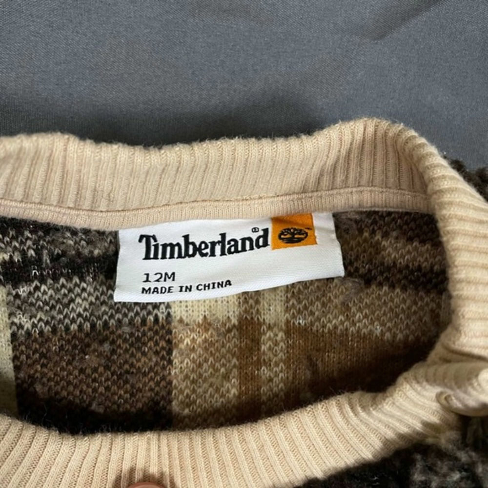 Timberland Kids 12M Brown Plaid Sherpa Fleece Sweatshirt and Pants‎ Set - Picture 4 of 7
